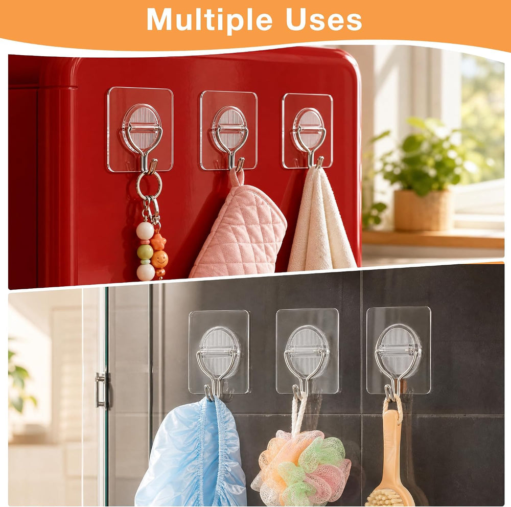 Clear Adhesive Wall Hooks Heavy Duty Hanging Sticky-100 Pack