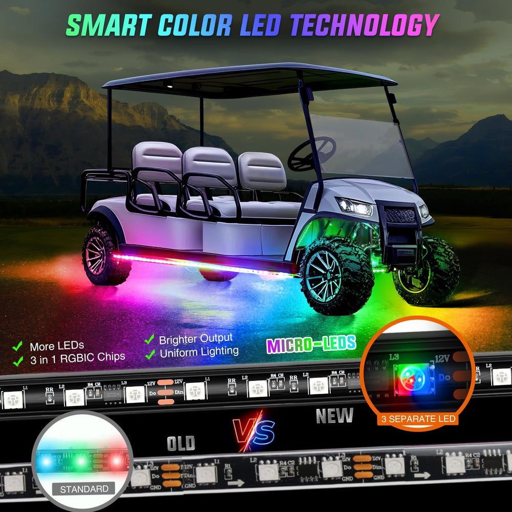 Nilight 4PCS Golf Cart Underglow LED Light Strip Dream Color Multi-Mode Neon ...