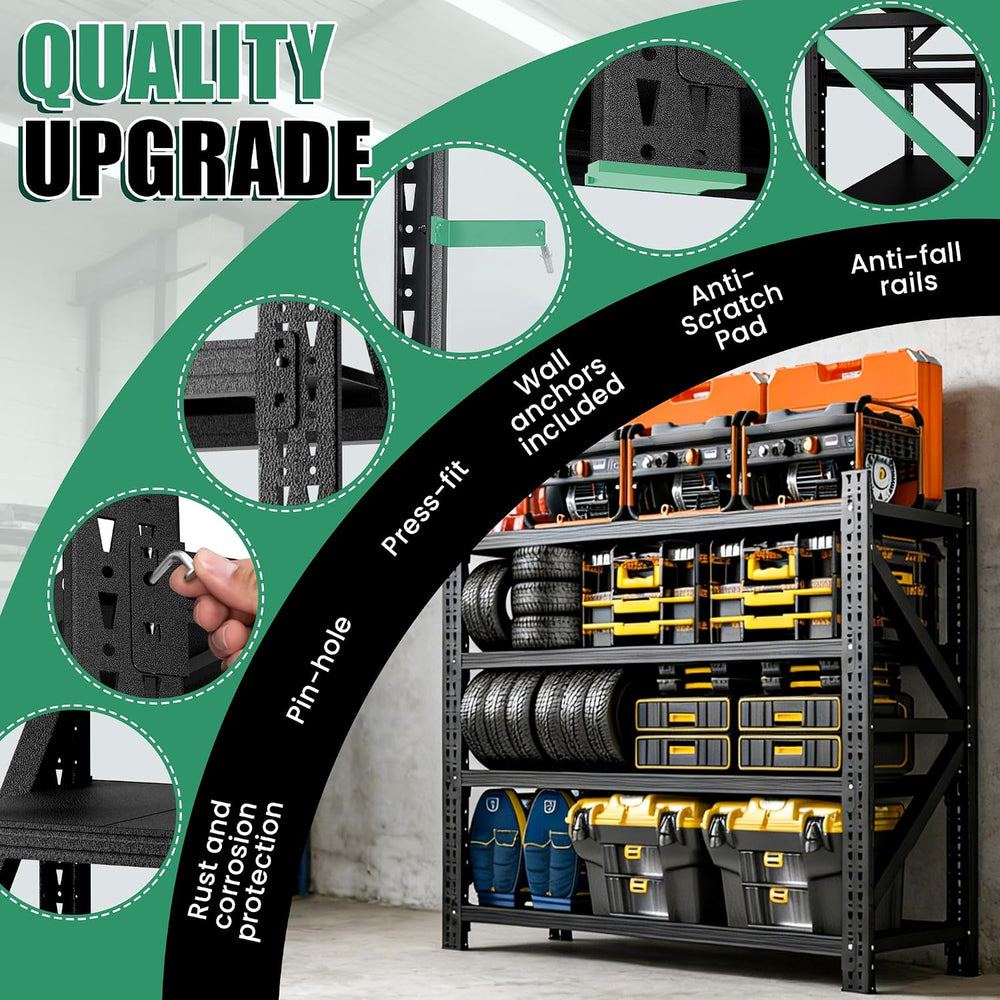 4-Tier Heavy Duty Garage Shelving,Industrial Shelving for Home & Business...