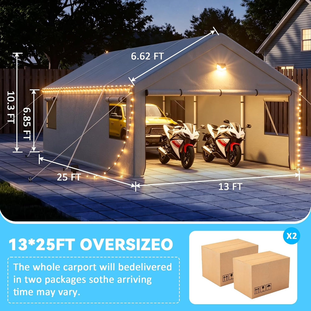 13X25 FT Carport Heavy Duty,Portable Car Ports Garage