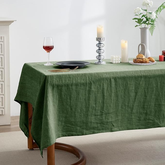 EVERLY 100% Pure Linen Rectangle Tablecloths 60x108Inches for Dining,Buffet P...