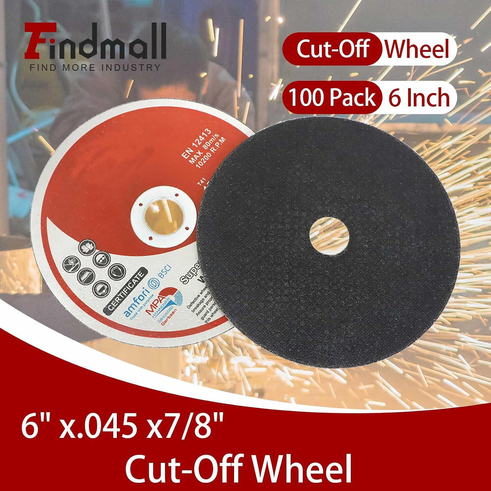 findmall 100 Pack 6" x.045 x7/8" Cut-Off Wheel - Metal and Stainles...