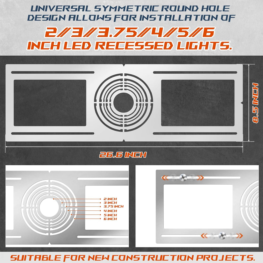New Construction Mounting Plate, 36PC, 2-3-3.75-4-5-6 Inch, LED Recessed Ligh...
