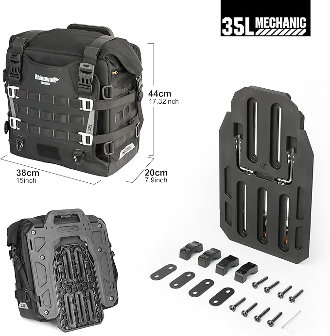 Rhinowalk Motorcycle Saddlebag 35L Waterproof, Quick Release Motorbike Side Bag