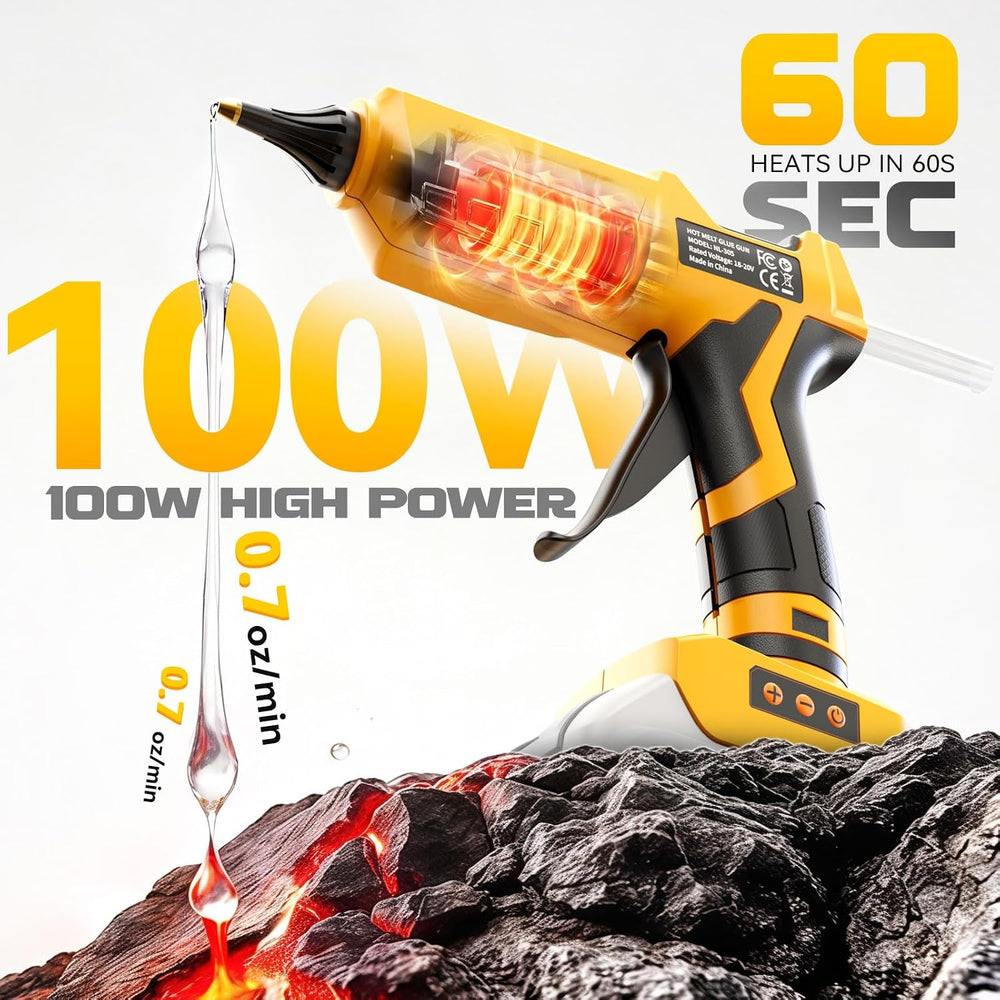 Cordless Hot Glue Gun Digital 100-200°C Temperature Adjustable
