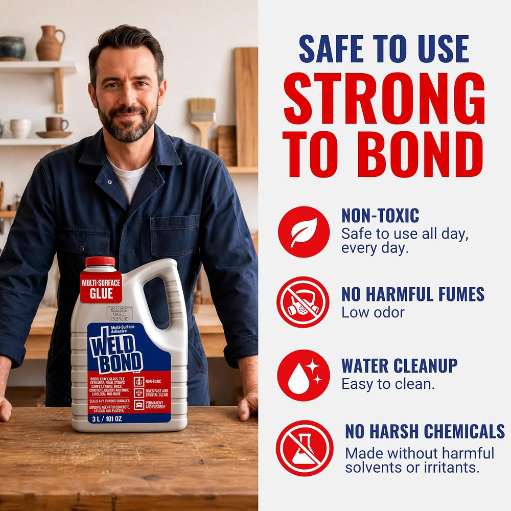 Weldbond Glue - Bonds Most Anything! 3L /101 oz Non-Toxic Adhesive Glue For W...