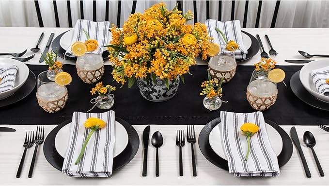 Solino Home Linen Black Table Runner 120 Inches Long - 100% Pure Linen 14 x 1...