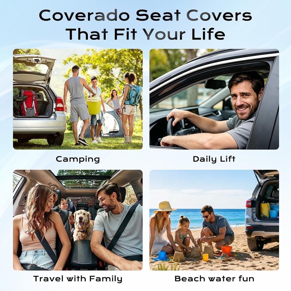 Coverado Leather Seat Cover Front, Universal Covers for Cars, Waterproof Luxu...