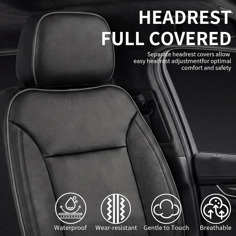 Custom Seat Covers for Silverado, Waterproof Nappa Leather Full Set Seatcover...