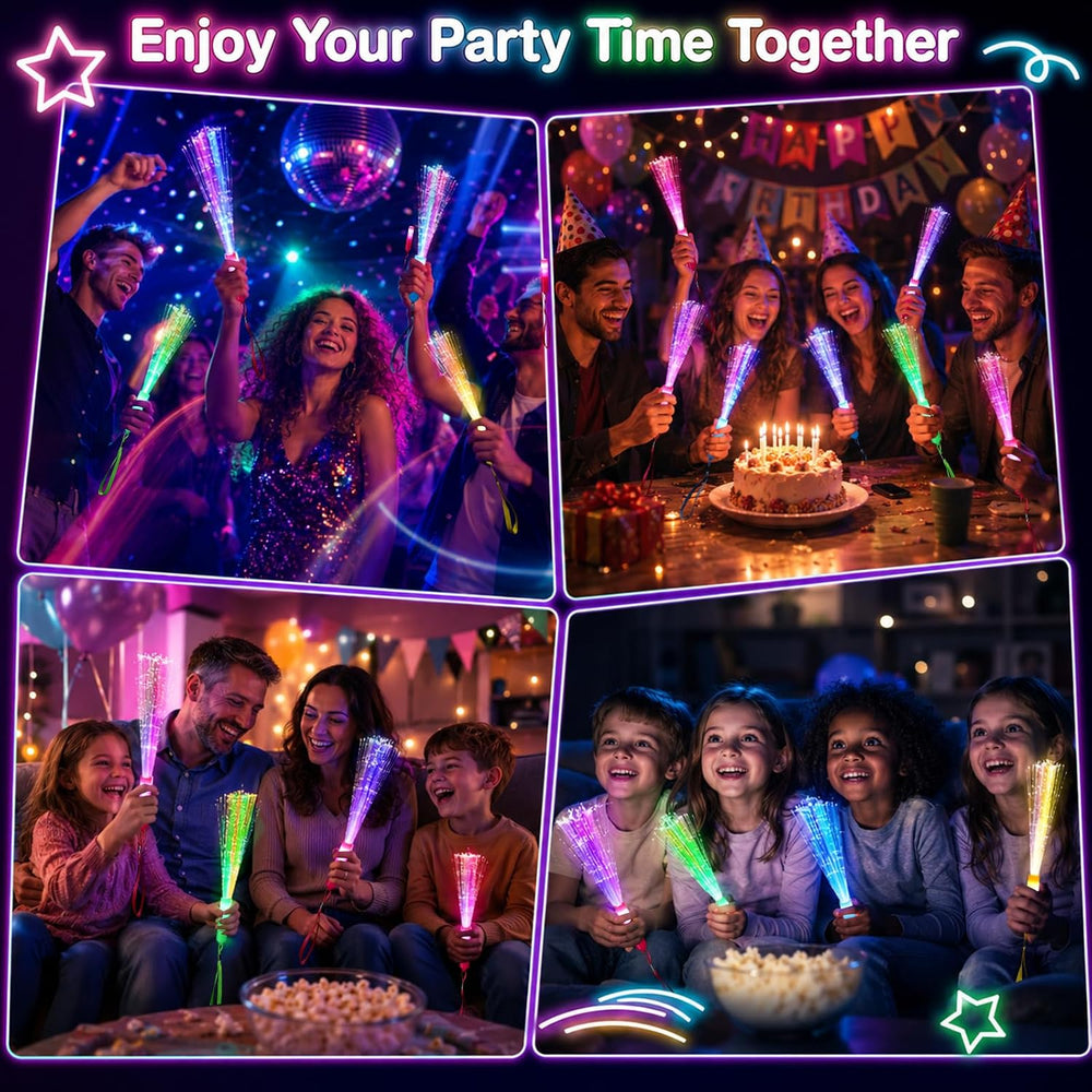 36 Pack Fiber Optic Wands, LED Light Up Halloween Glow Party Favors