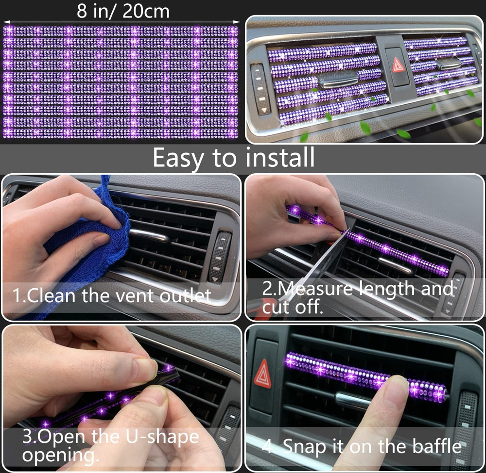 NBTEPEM 27 PCs Purple Violet Bling Car Accessories Set for Women, Steering Wh...