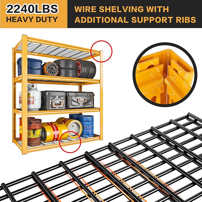 REIBII 40" W Garage Shelving 2240 LBS Storage Shelves Heavy Duty Metal S...