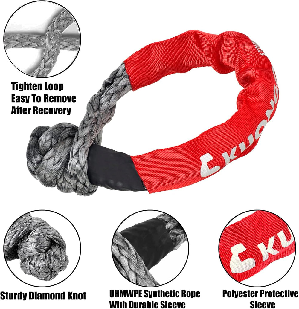 Soft Shackle Recovery 7/16"x20" Snatch Ring, Synthetic Soft Shackle...