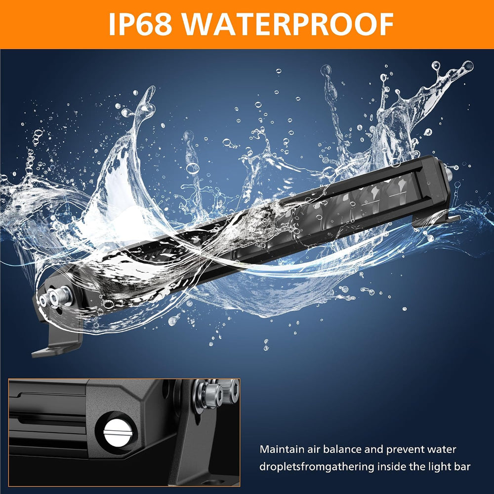 White Amber LED Light Bar 12โ100W Slim Off Road Auxiliary Light
