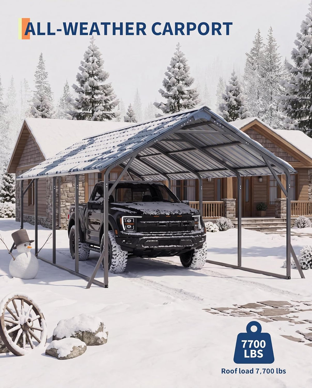 GarveeLife 11x20 FT Metal Carport with Vertical Roof