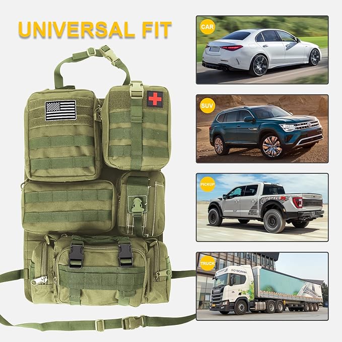 Universal Tactical Seat Back Organizer Vehicle Molle Panel Organizer Storage