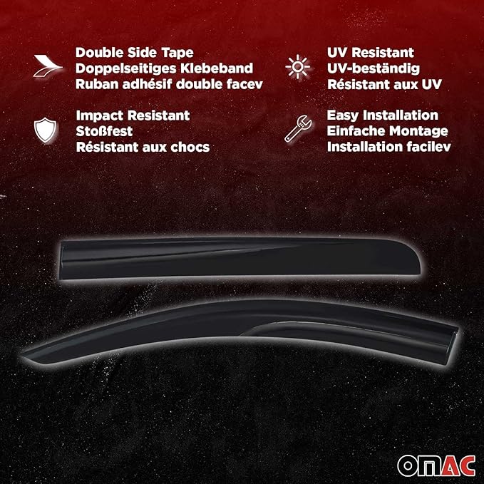 OMAC Window Visor Vent Rain Guard Deflector (2 Pcs)