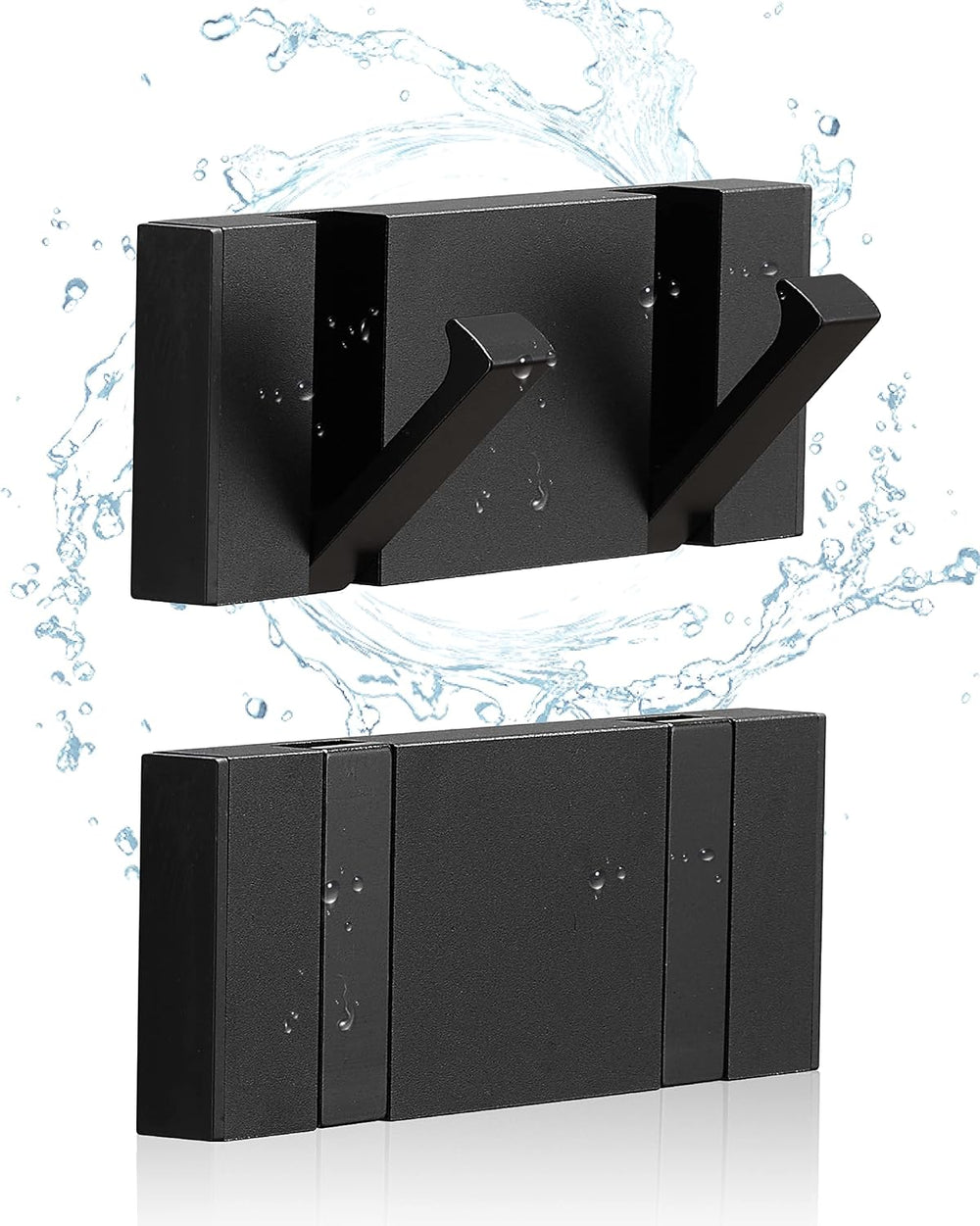 2 Pack,Waterproof Black Towel Hooks,Foldable Towel Hooks for Bathrooms,Modern...