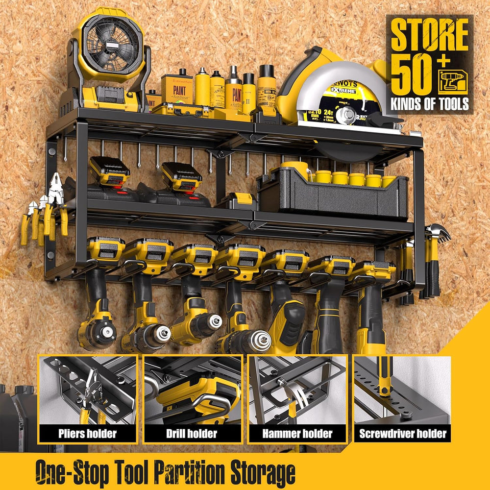 Power Tool Organizer for Tool Storage, Drill Holder Wall Mount with Screwdriv...
