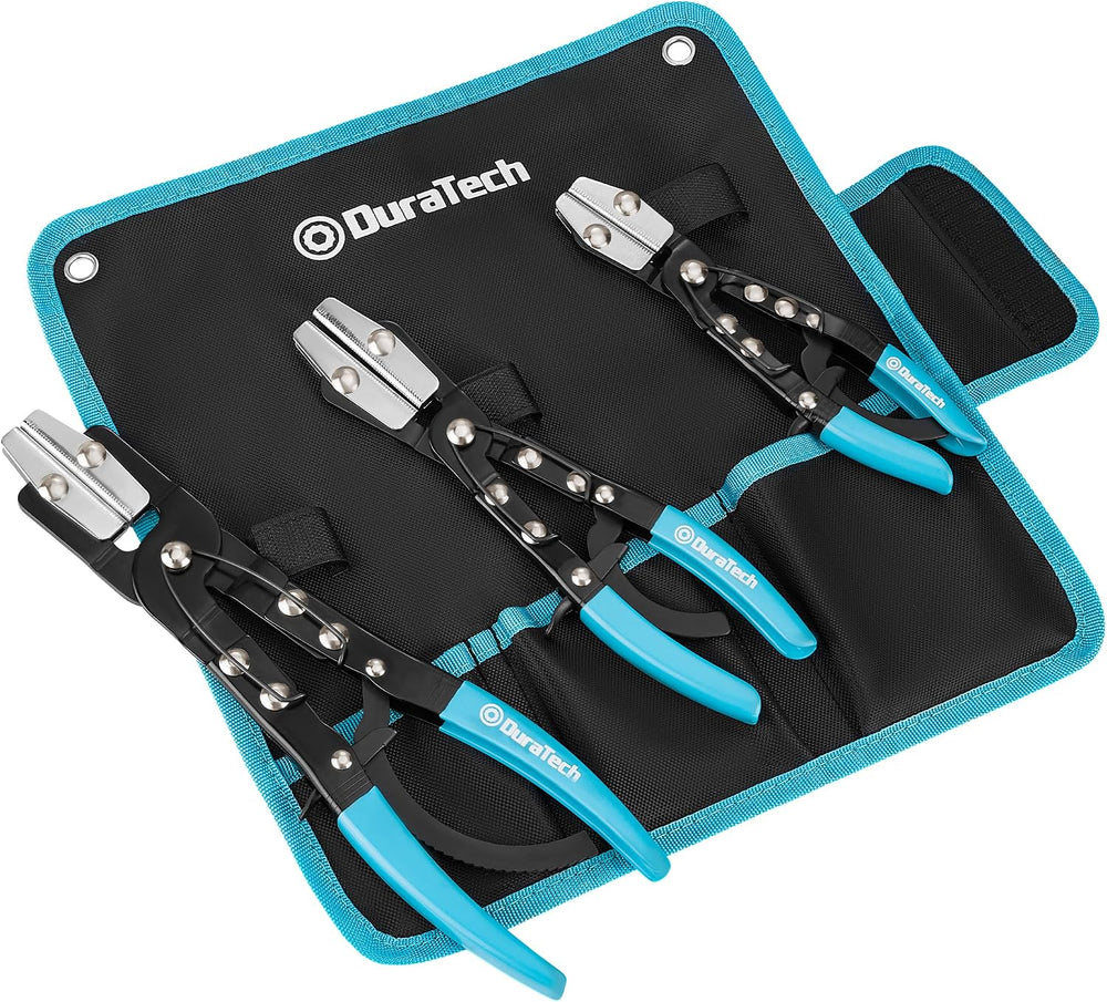 DURATECH Ratcheting Hose Pinch off Pliers, Hose Clamp Pliers, 3-Piece Set