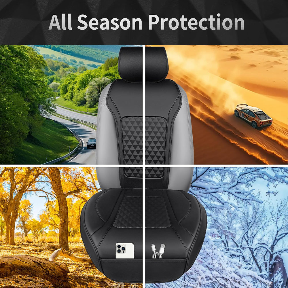 2Pack Front Car Seat Covers Leather Memory Foam Water Proof Seat Protector Un...