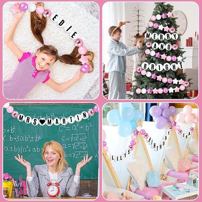 Giant Friendship Bracelet Garland Kit, DIY Birthday Banner with Letters Ball ...