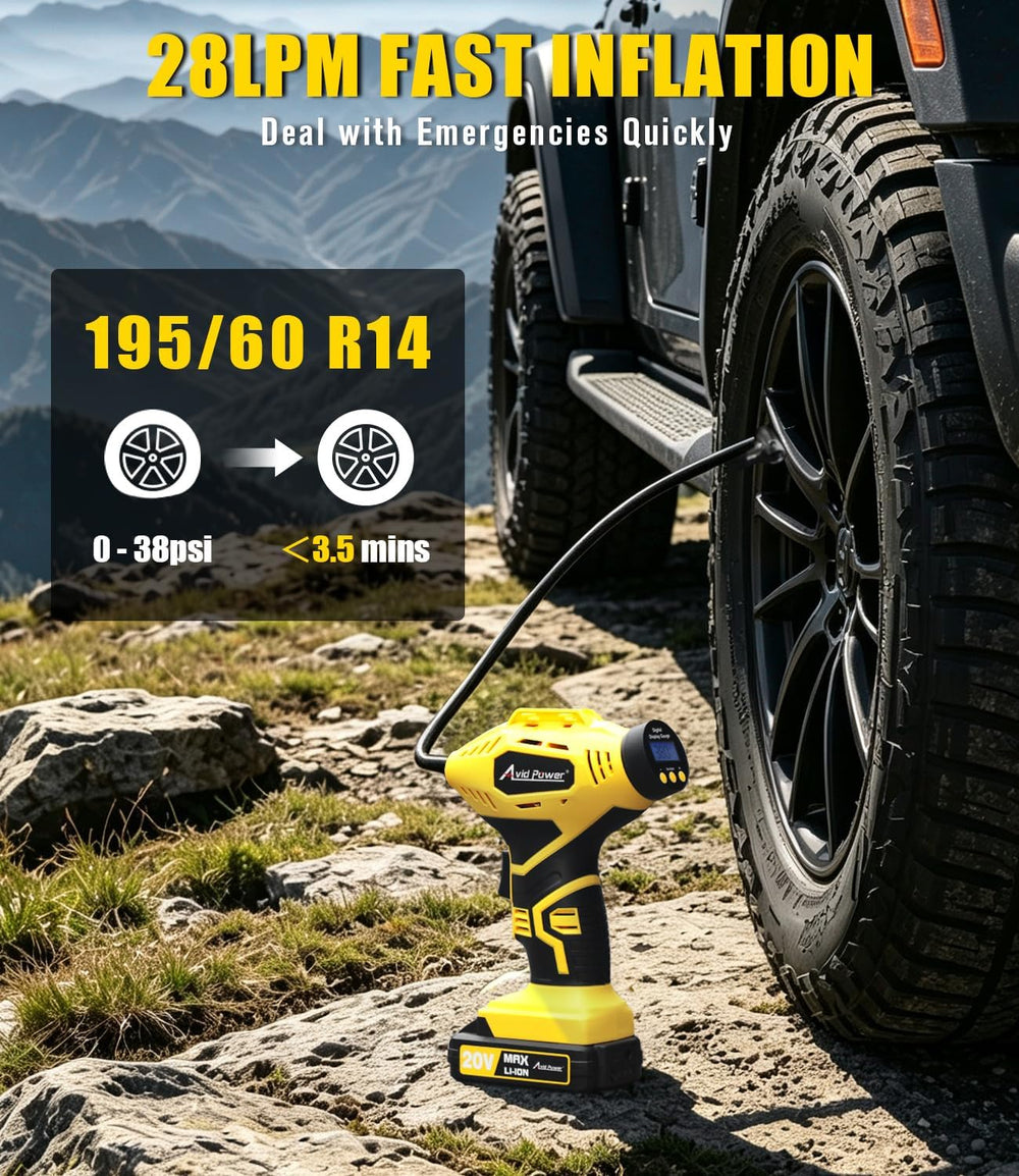 AVID POWER 20V Rechargeable Cordless Tire Inflator Portable Air Compressor