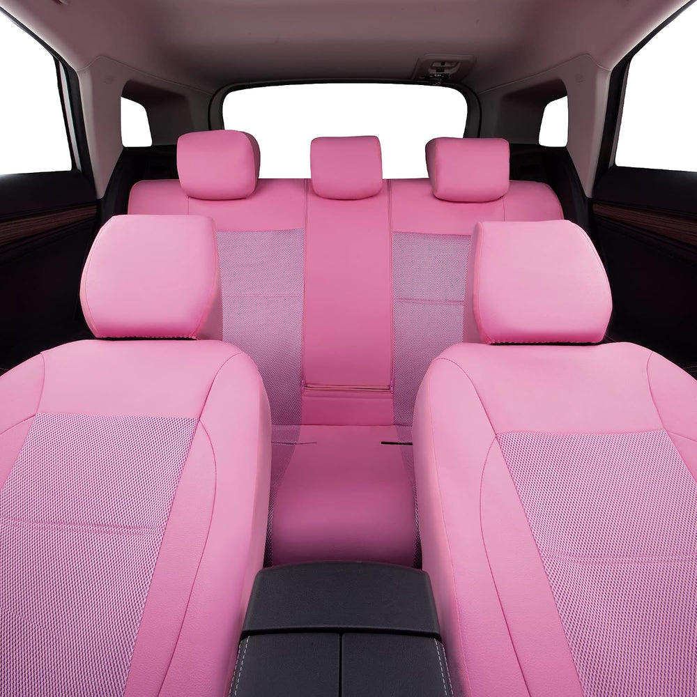 CAR PASS Pink Leather Seat Cover Automotive Breathable Universal Car Seat Cov...