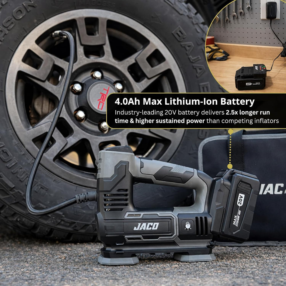 JACO 20V Cordless Tire Inflator Portable Air Compressor Car Air Pump