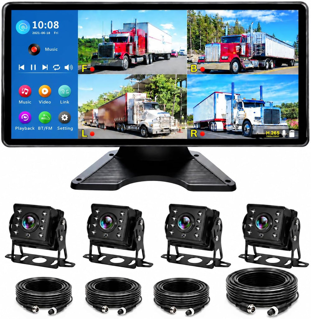 10.36" 4K RV Backup Camera System with 4 1080P Cameras