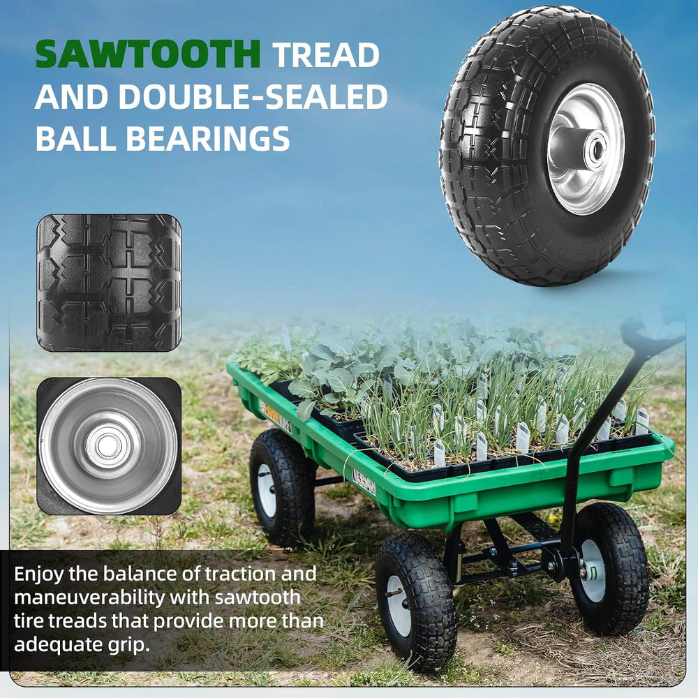 AR-PRO 2-Pack 4.10/3.50-4 Flat Free Tire and Wheel, 10" Solid Dolly Wheels