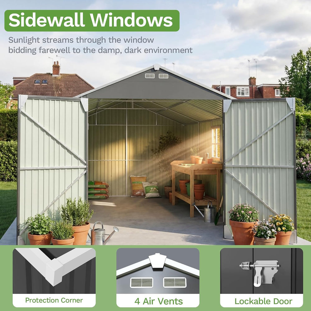 Patiowell 12x20 FT Enclosed Metal Carport, Large Heavy Duty Car Port with Rei...