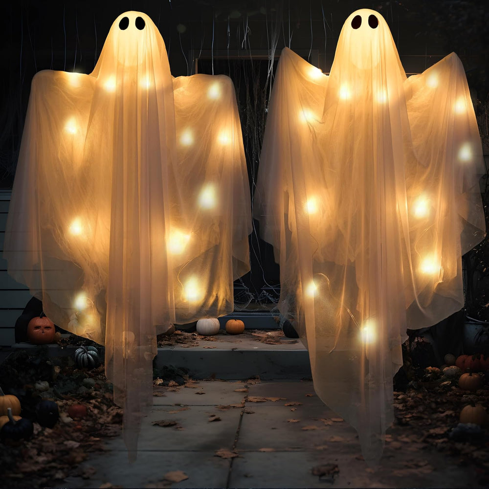 JOYIN 2 Pcs 47โ Halloween Light up Hanging Ghost Decorations Outdoor, Hallowe...