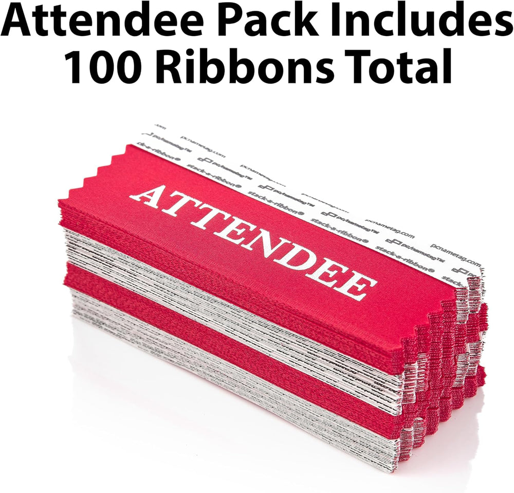 4" Attendee Red with Silver Foil Badge Ribbons, Pack of 100