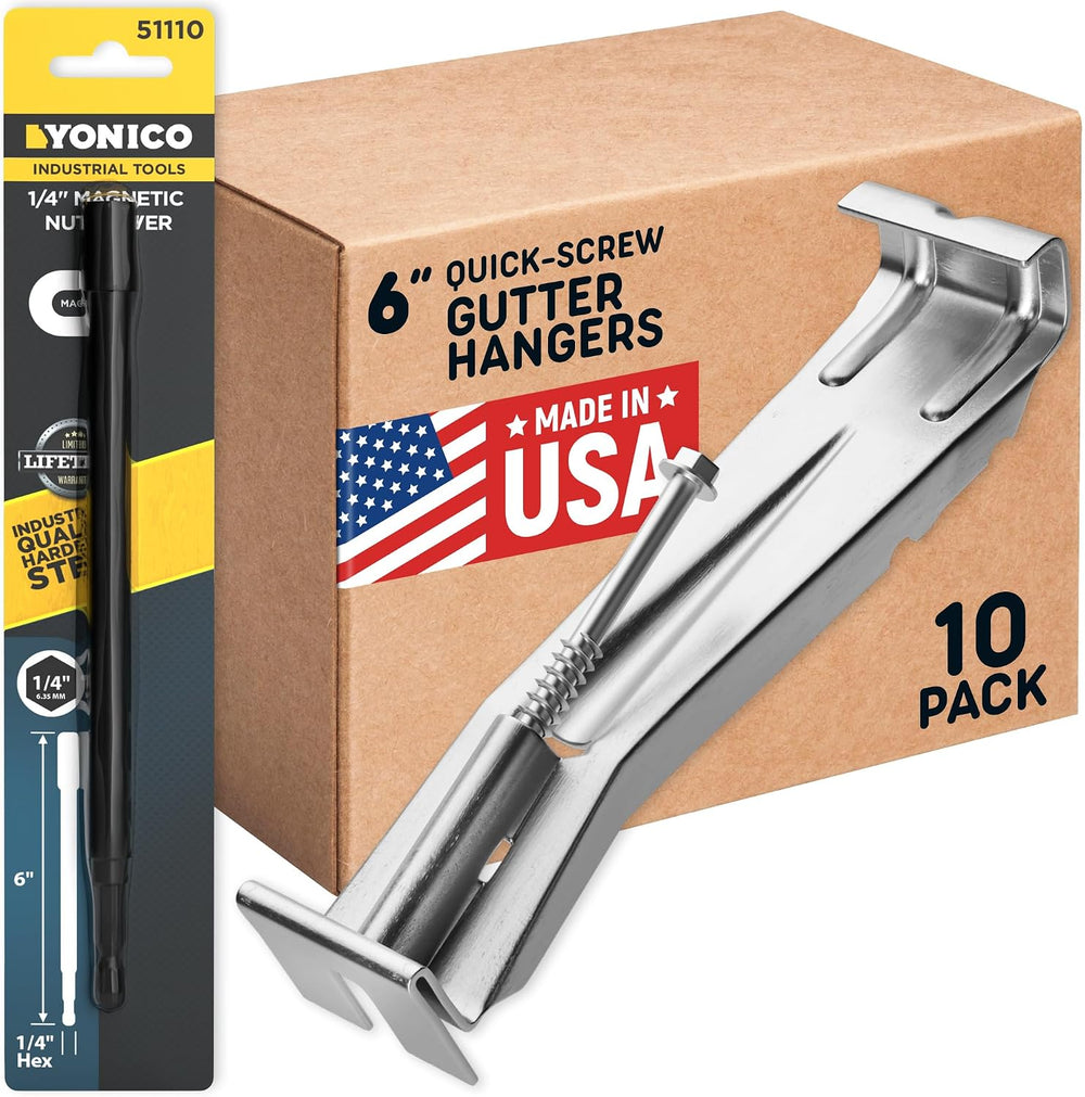 Quick Screw 6 Inch Gutter Hangers - 10 Pack - Gutter Brackets 6 Inch with Bon...