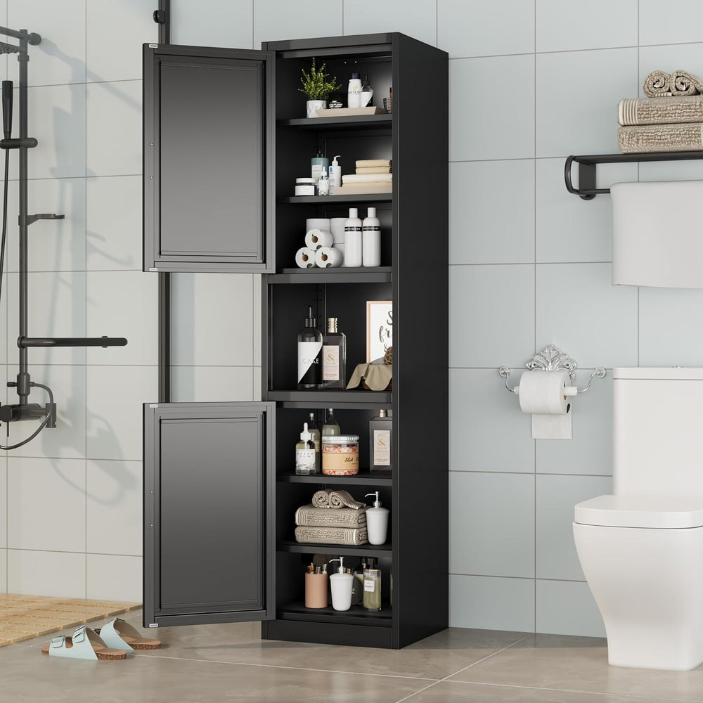 Tall Narrow Storage Cabinet 66.93" H Tall Bathroom Cabinet Metal Pantry ...