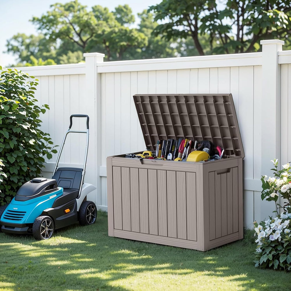 45 Gallon Outdoor Storage Box, Weather Resistant & Waterproof Resin Deck ...