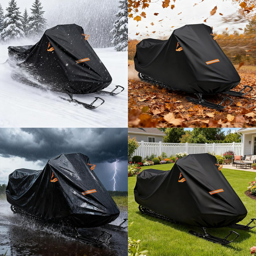 Snowmobile Cover, 420D Durable Oxford Fabric Waterproof sled ski Cover with R...