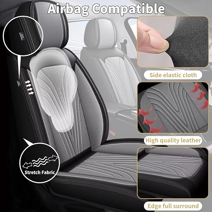 Front Seat Covers Fit for Toyota Camry 2012-2025 Faux Leather Automotive Seat