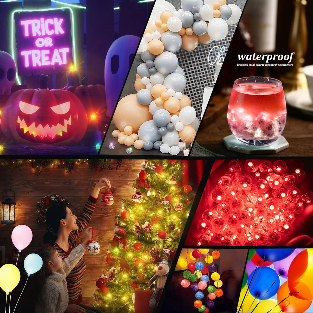 200pcs Red LED Balloon Lights, Mini Led Lights Small Round LED Ball Lamp for ...