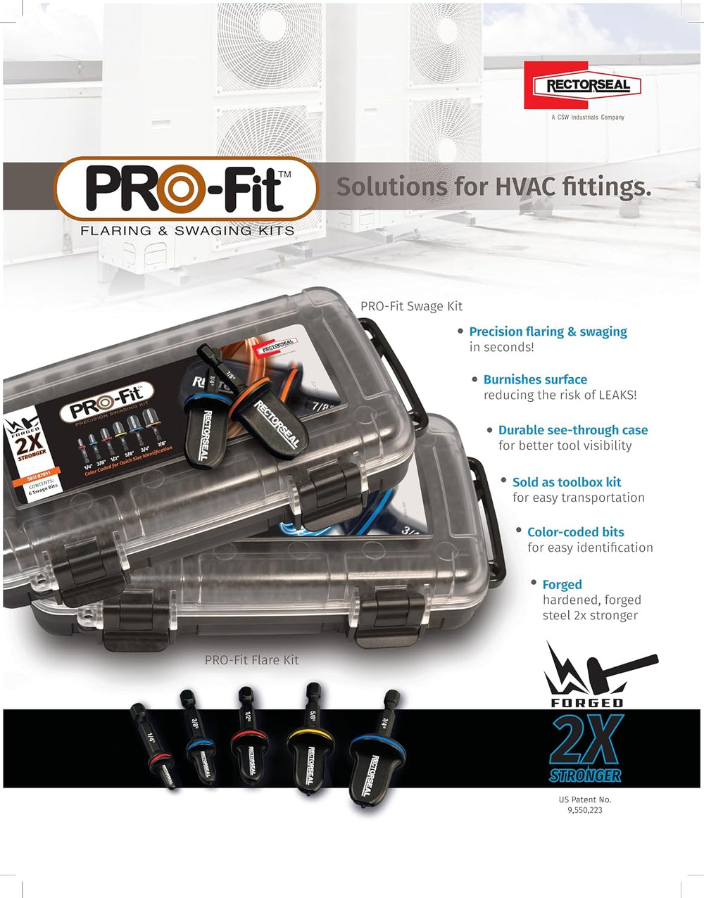 RectorSeal Pro-Fit 87001 Precision Quick Flaring Kit, with 5 Color Coded Bits...