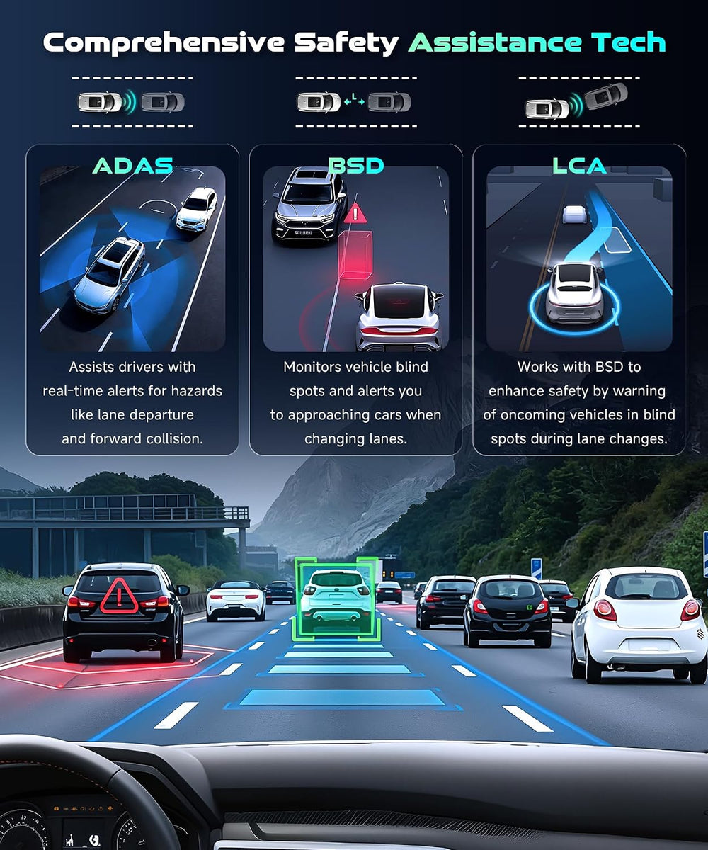MAHVEC Dual Dash Cam Front and Rear,4K Front 2K Rear Inside Free 64GB Card
