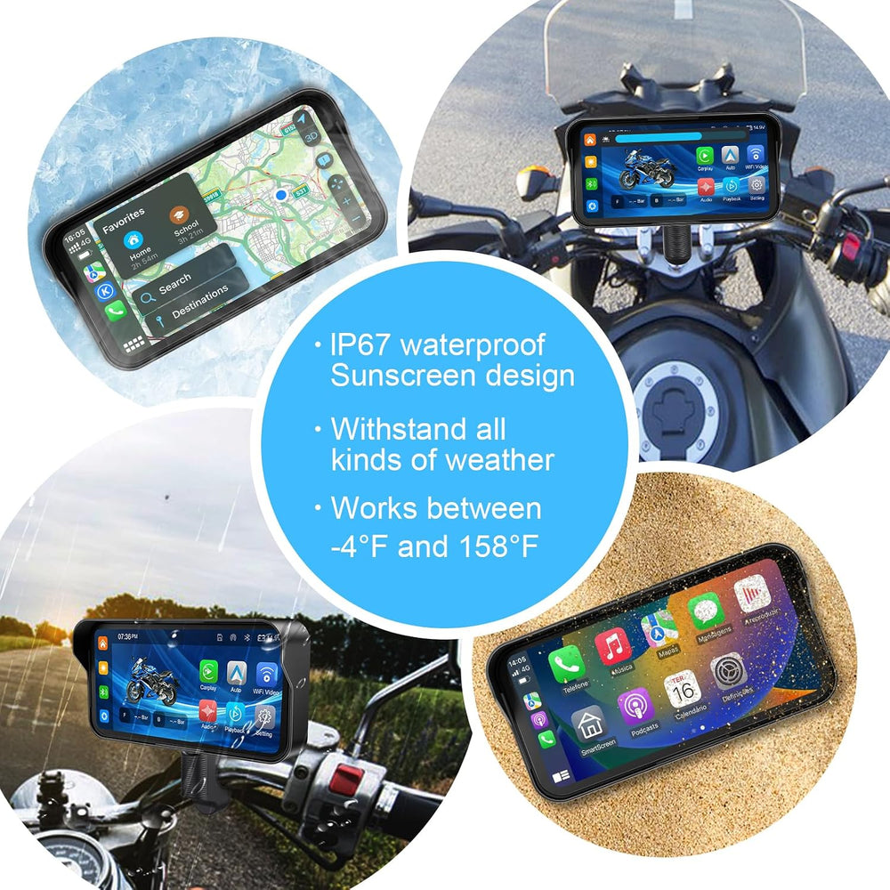 6.25" Motorcycle Carplay (Includes 128G SD) with Dash Cam, TPMS, Wireles...