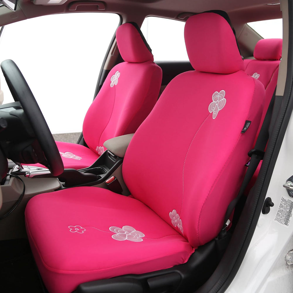 FH Group Car Seat Covers Floral Full Set Pink Automotive Seat Covers, Airbag ...