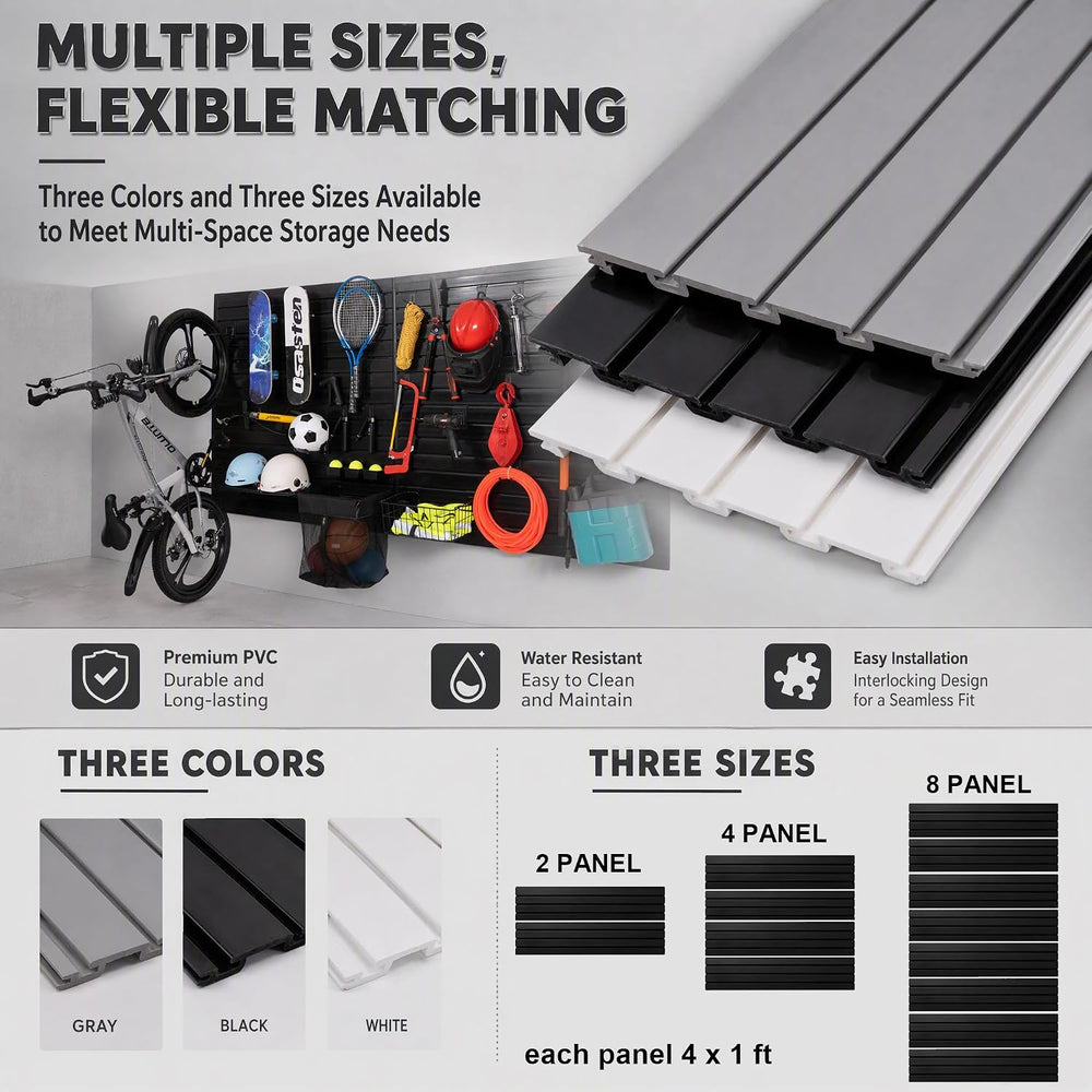Slatwall Panel Garage Wall Organizer Storage Systems PVC Slat Wall Panels