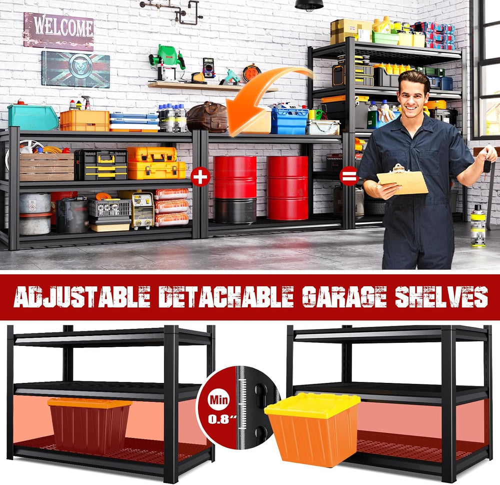 71.2" H x 35.4" W x 15.7" D Garage Shelving, Adjustable Metal ...
