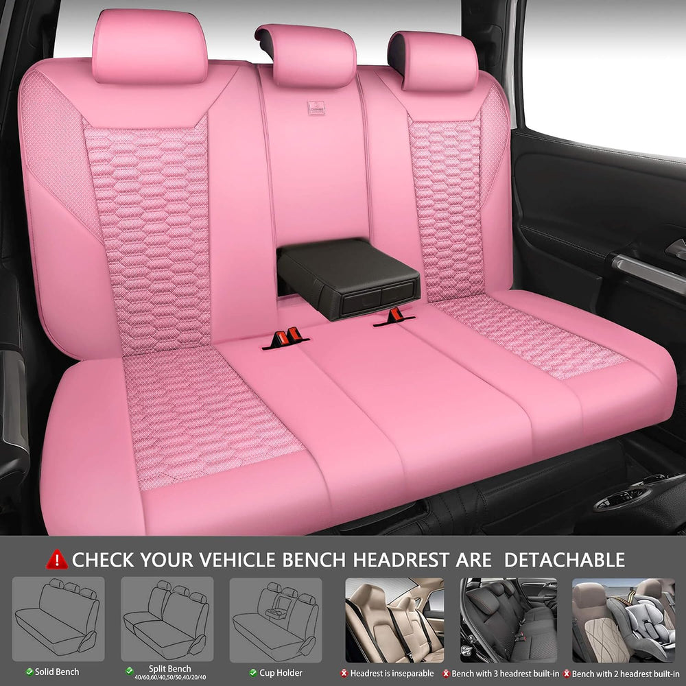 CAR PASS 3D Foam Mesh Leather Car Seat Covers Full Set, Pink Breathable Mesh ...