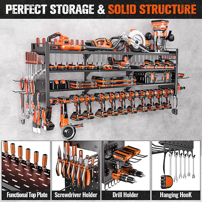 49.8" W Large Power Tool Organizer Wall Mount, Heavy Duty Tool Organizer
