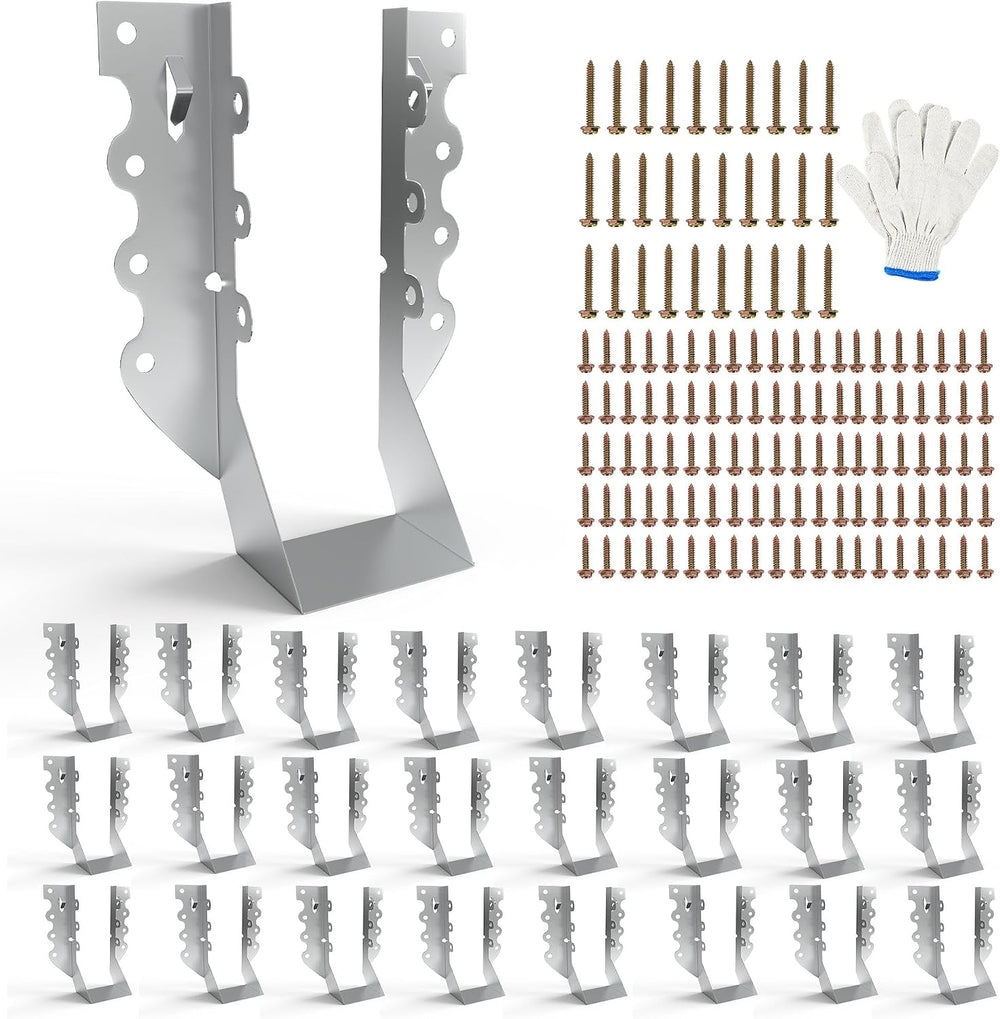 25 pcs 2x6 Joist Hangers with Screws, Galvanized Face Mount Hurricane Tie