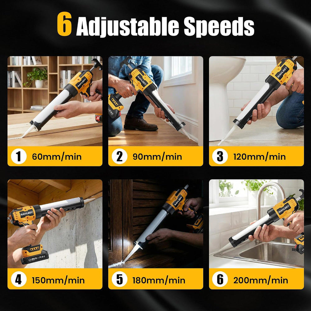 Electric Caulking Gun, Battery Powered Caulk Gun with 2 x 2000mAh Batteries, ...